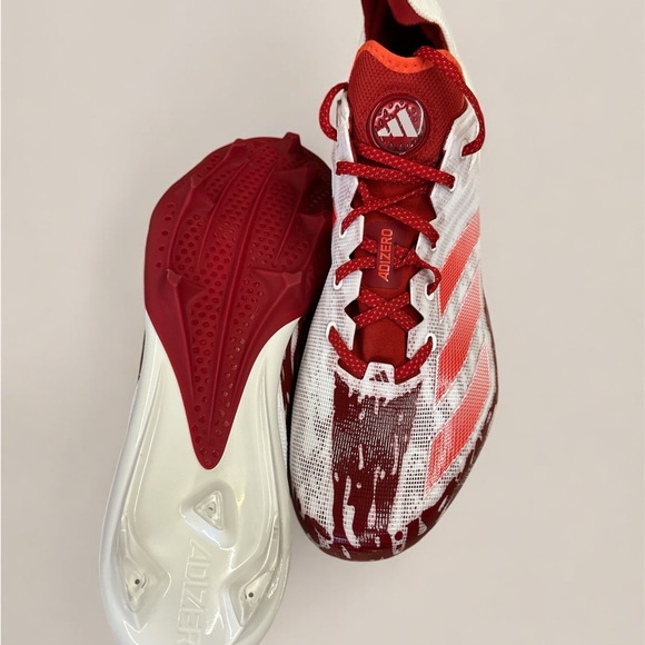 Adidas Red and White Adizero Football Cleats 13 - Picture 1 of 7